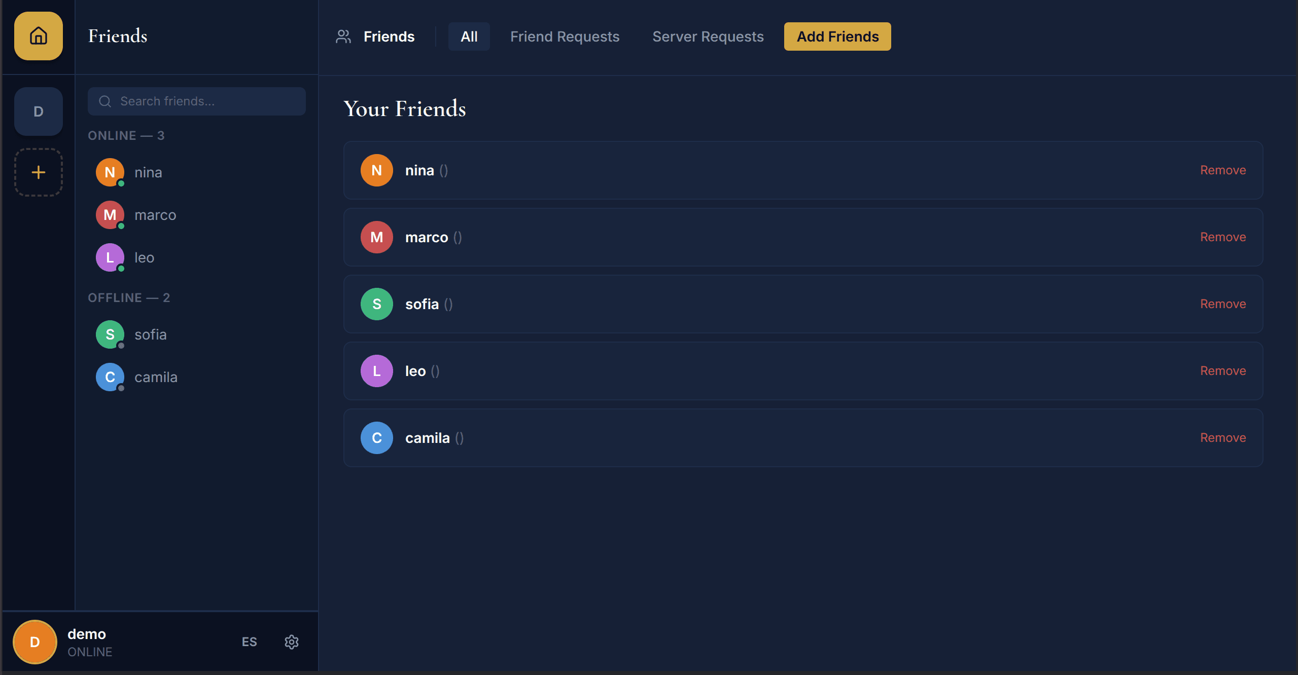 Discord Clone UI Mockup